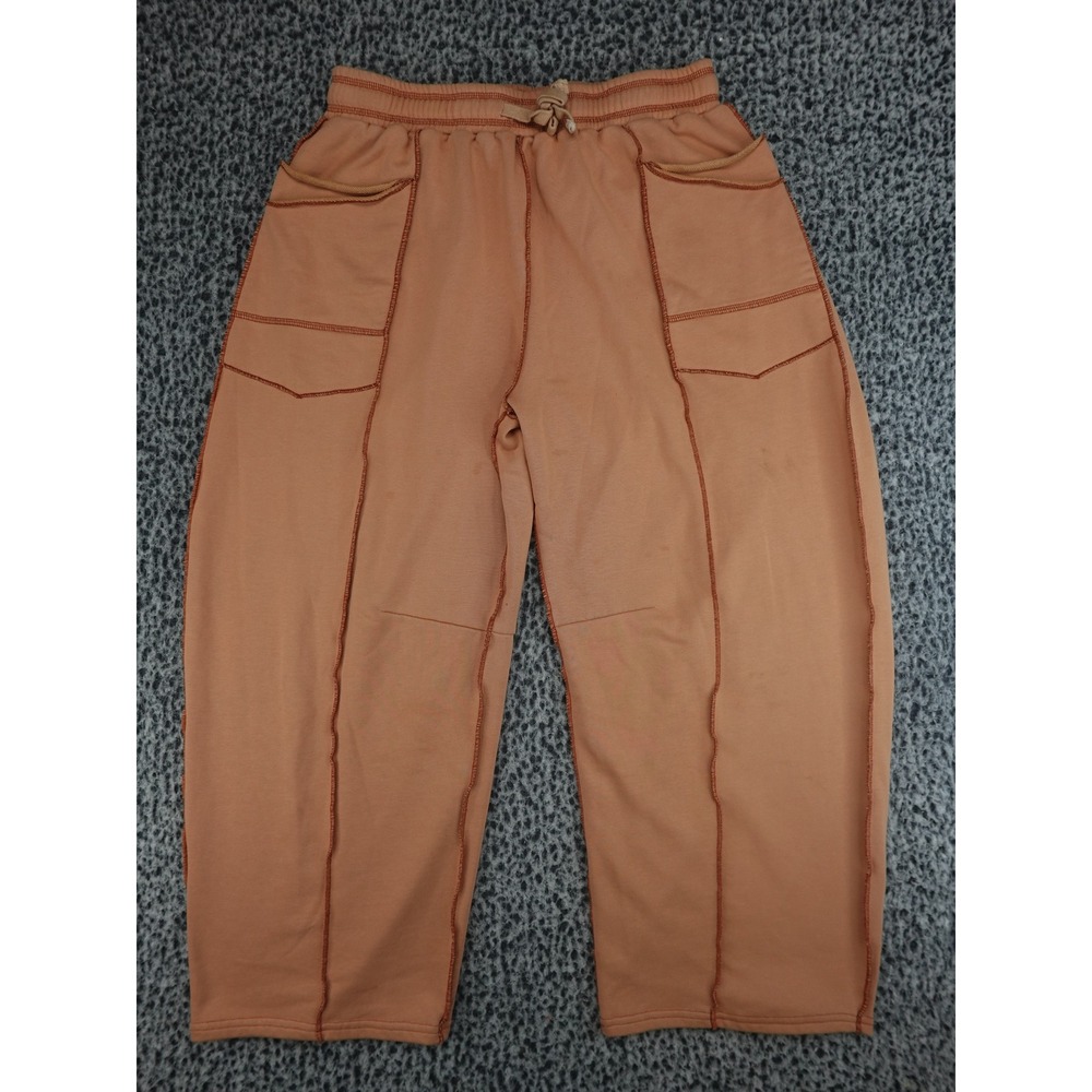 Yaneko‎ Wide Leg Sweatpants Womens XL Terracotta Exposed Seam Utility